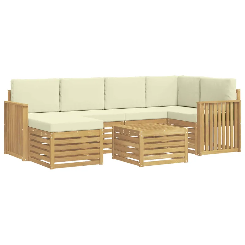 Lauko sofos komplektas 7 pcs Balta ir kreminė Poliesteris