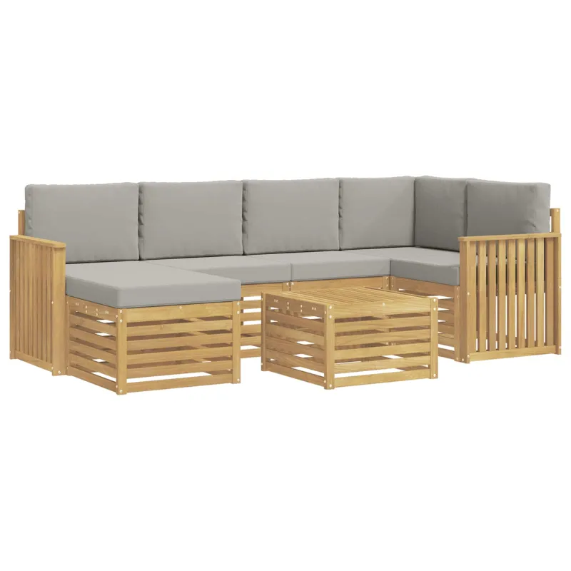Lauko sofos komplektas 7 pcs Balta ir šviesiai pilka