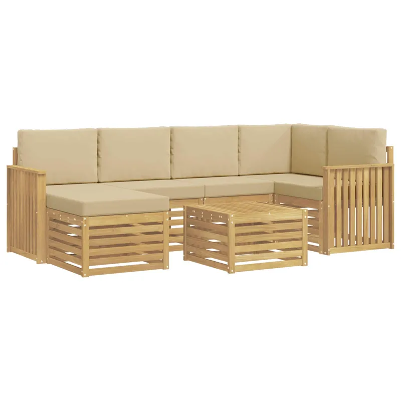 Lauko sofos komplektas 7 pcs Balta ir kreminė Poliesteris