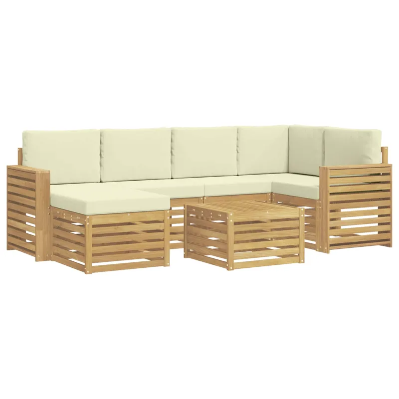 Lauko sofos komplektas 7 pcs Balta ir kreminė Poliesteris