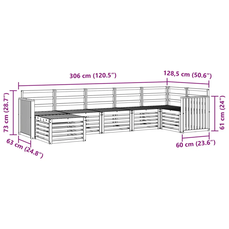 Lauko sofos komplektas 7 pcs Balta