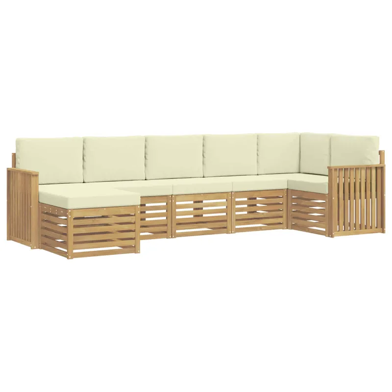 Lauko sofos komplektas 7 pcs Balta ir kreminė