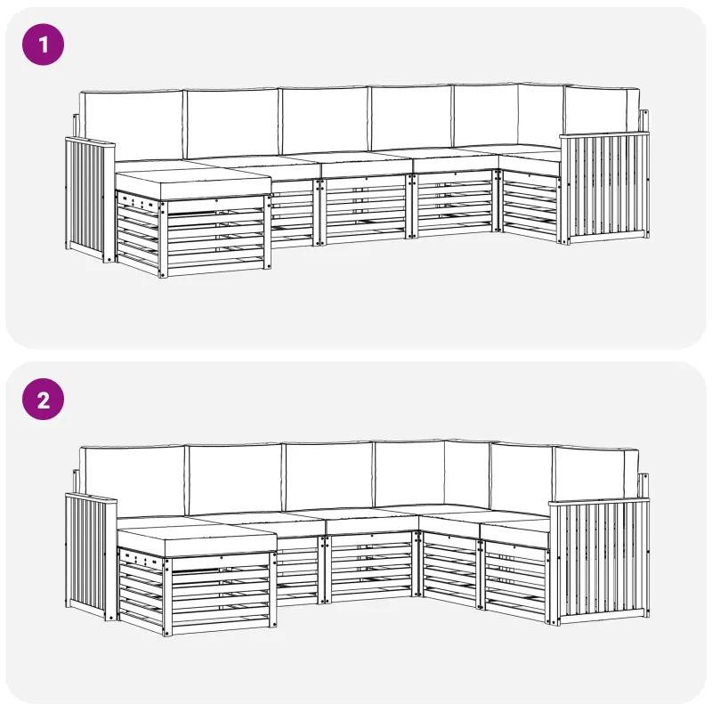 Lauko sofos komplektas 7 pcs Balta ir antracito