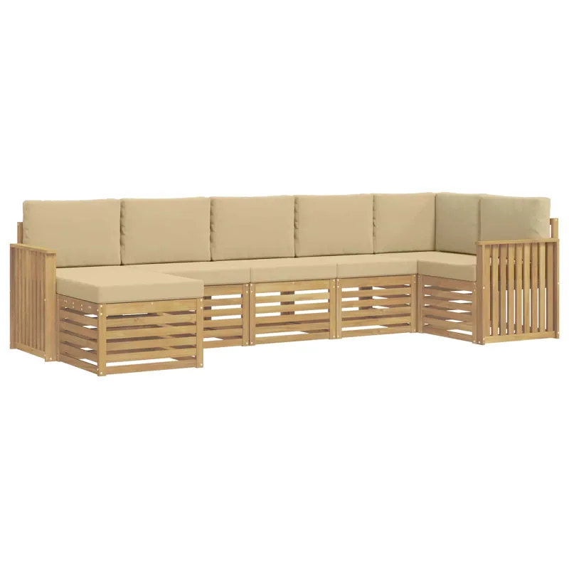 Lauko sofos komplektas 7 pcs Balta ir kreminė