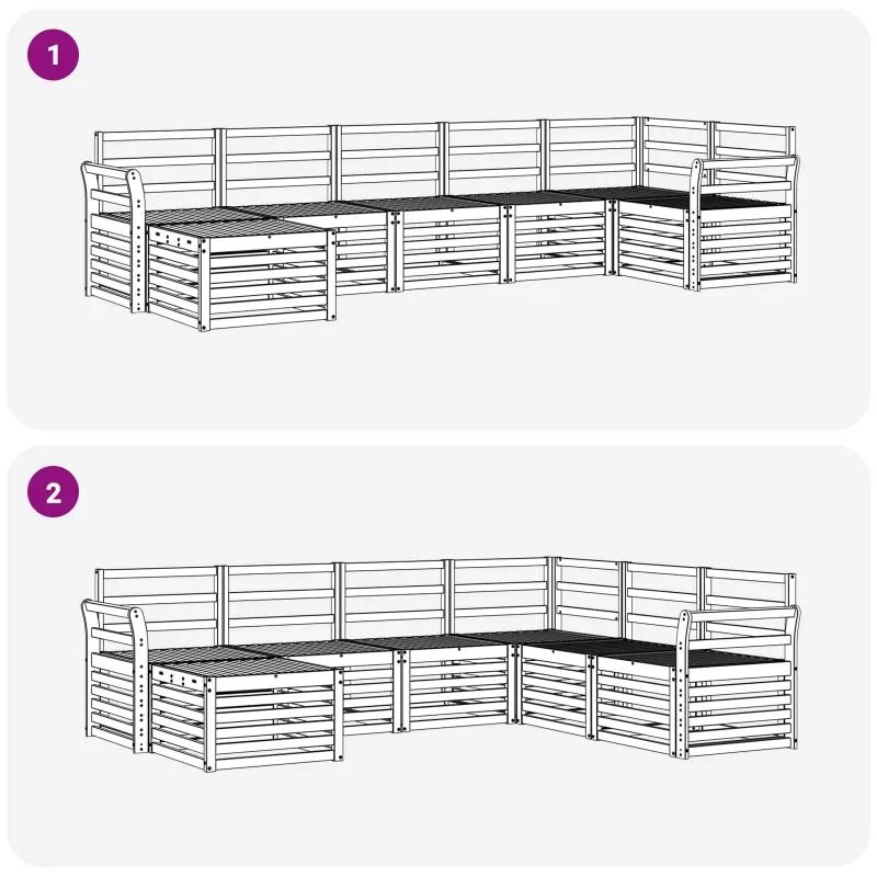 Lauko sofos komplektas 7 pcs Balta