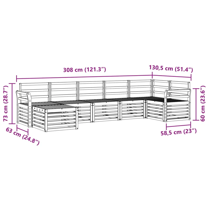 Lauko sofos komplektas 7 pcs Balta