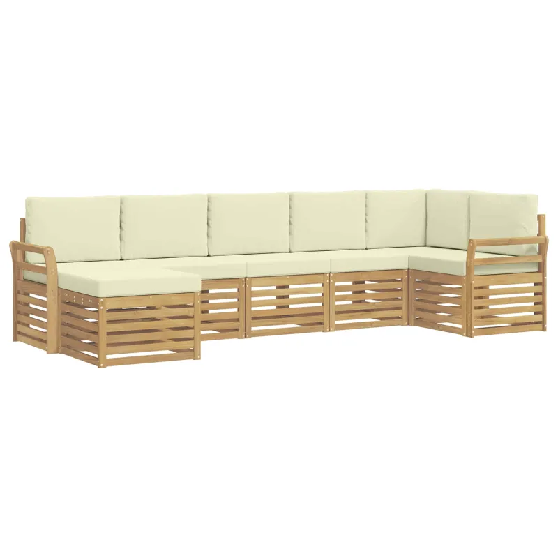 Lauko sofos komplektas 7 pcs Balta ir kreminė