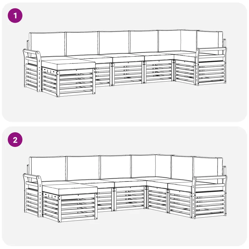 Lauko sofos komplektas 7 pcs Balta ir kreminė