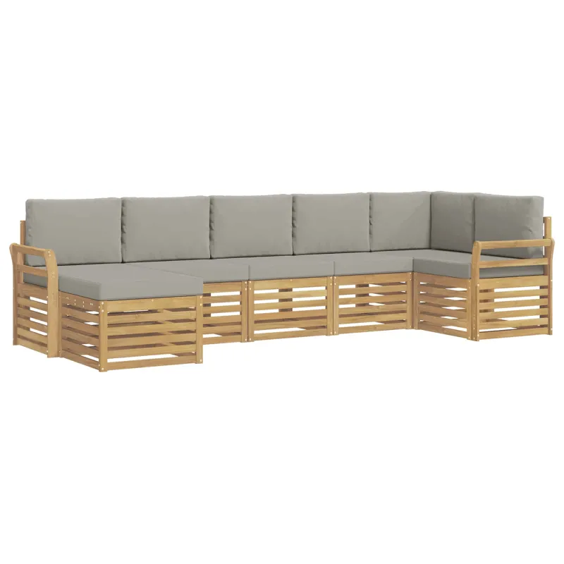 Lauko sofos komplektas 7 pcs Balta ir šviesiai pilka