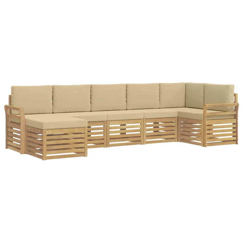 Lauko sofos komplektas 7 pcs Balta ir kreminė