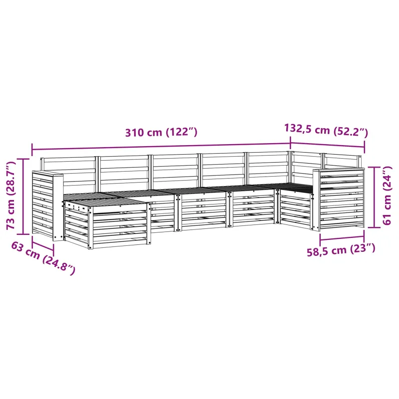 Lauko sofos komplektas 7 pcs Balta