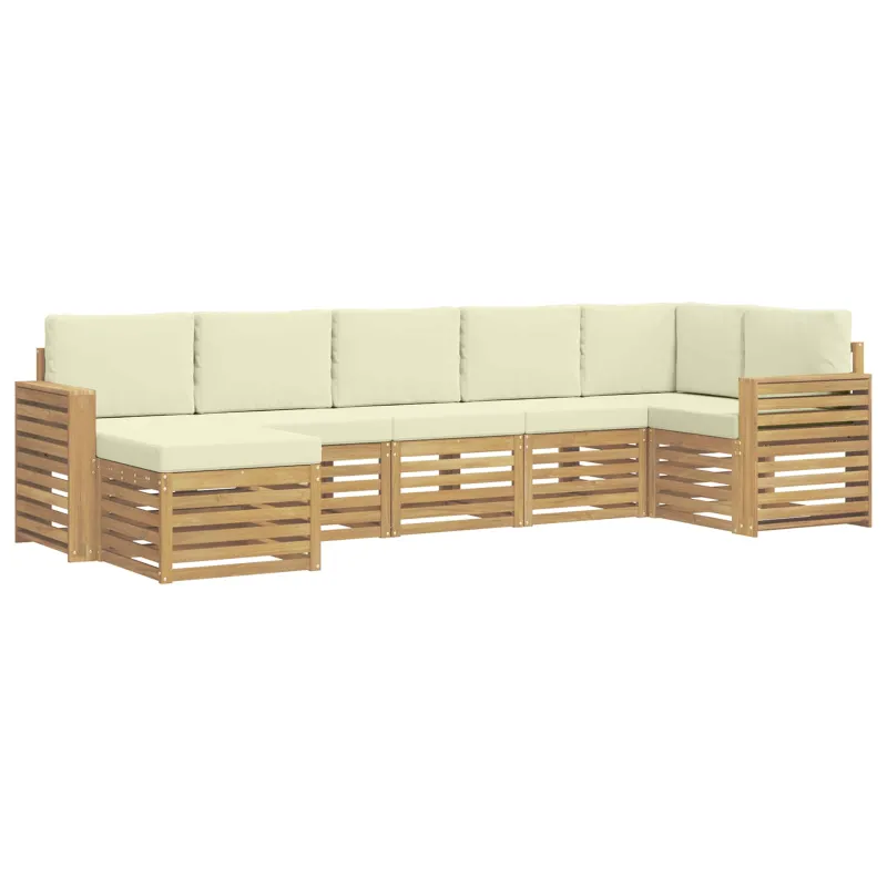 Lauko sofos komplektas 7 pcs Balta ir kreminė