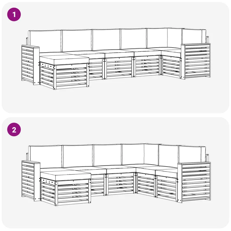 Lauko sofos komplektas 7 pcs Balta ir kreminė