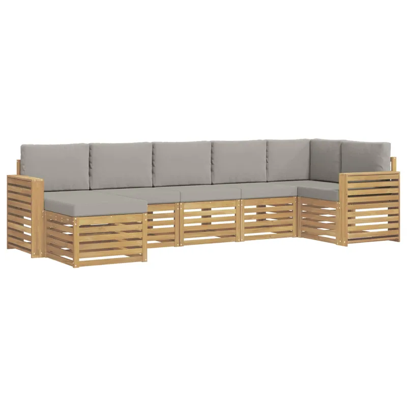 Lauko sofos komplektas 7 pcs Balta ir šviesiai pilka