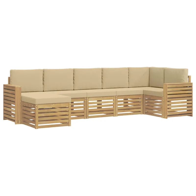 Lauko sofos komplektas 7 pcs Balta ir kreminė