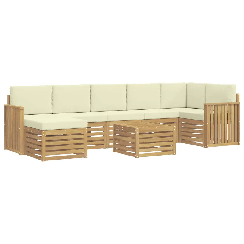 Lauko sofos komplektas 8 pcs Balta ir kreminė 59 x 59 x 37 cm