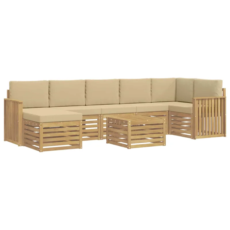 Lauko sofos komplektas 8 pcs Balta ir kreminė 59 x 59 x 37 cm