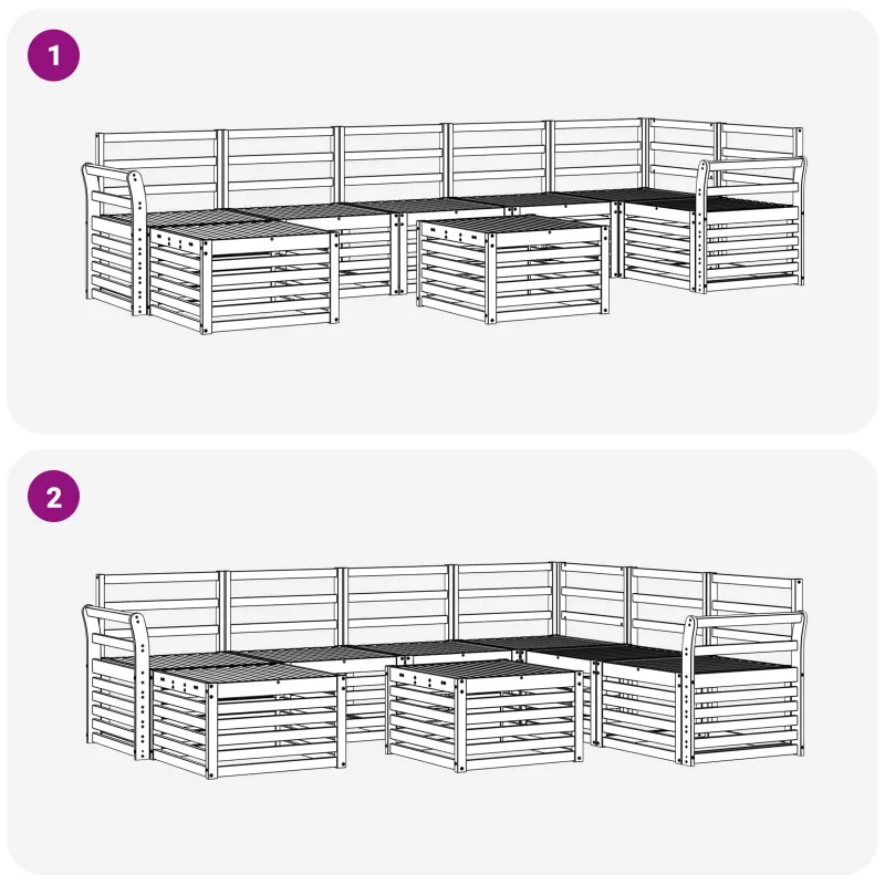 Lauko sofos komplektas 8 pcs Balta 59 x 59 x 37 cm