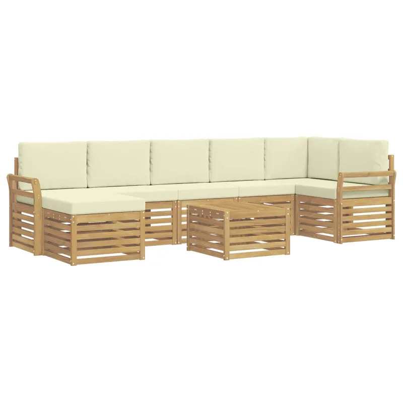 Lauko sofos komplektas 8 pcs Balta ir kreminė 59 x 59 x 37 cm