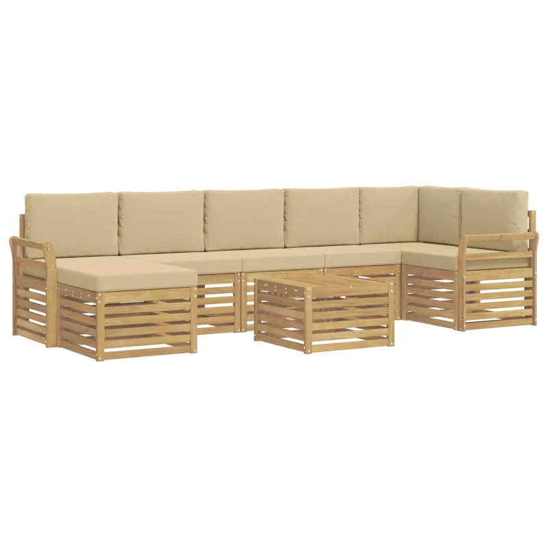 Lauko sofos komplektas 8 pcs Balta ir kreminė 59 x 59 x 37 cm