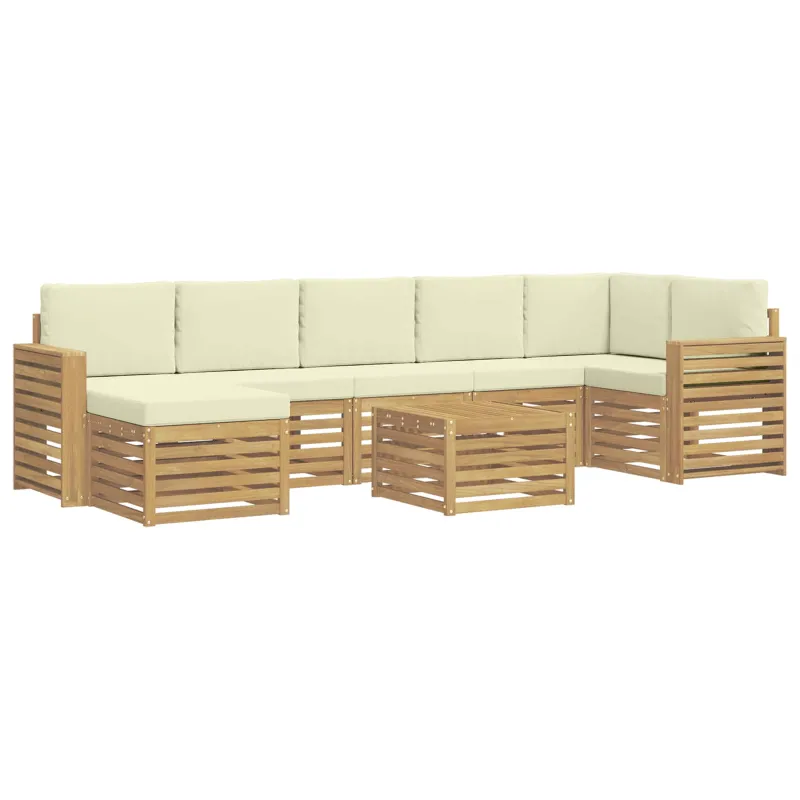 Lauko sofos komplektas 8 pcs Balta ir kreminė 59 x 59 x 37 cm