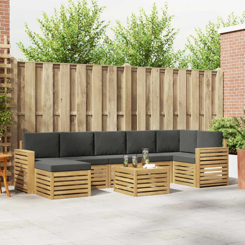 Lauko sofos komplektas 8 pcs Balta ir antracito 59 x 59 x 37 cm