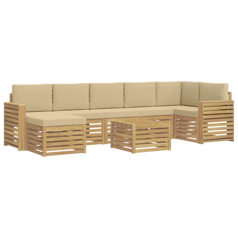 Lauko sofos komplektas 8 pcs Balta ir kreminė 59 x 59 x 37 cm