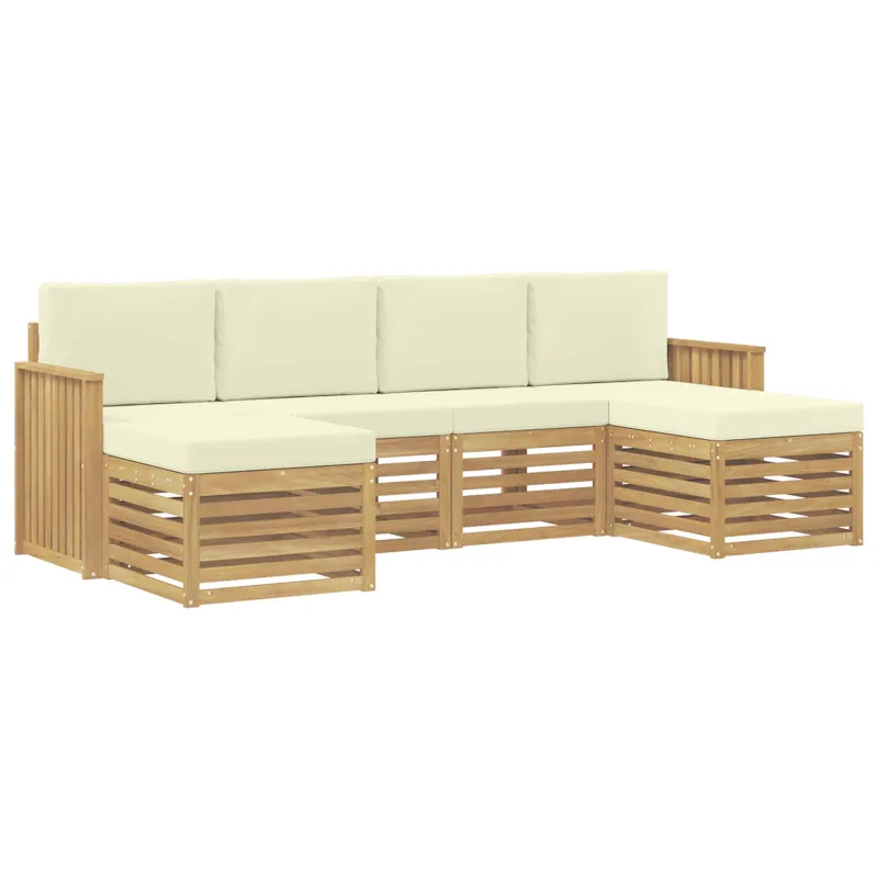 Lauko sofos komplektas 6 pcs Balta ir kreminė