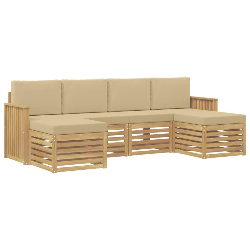 Lauko sofos komplektas 6 pcs Balta ir kreminė
