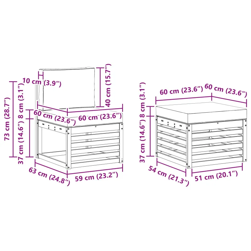 Lauko sofos komplektas 6 pcs Balta ir kreminė