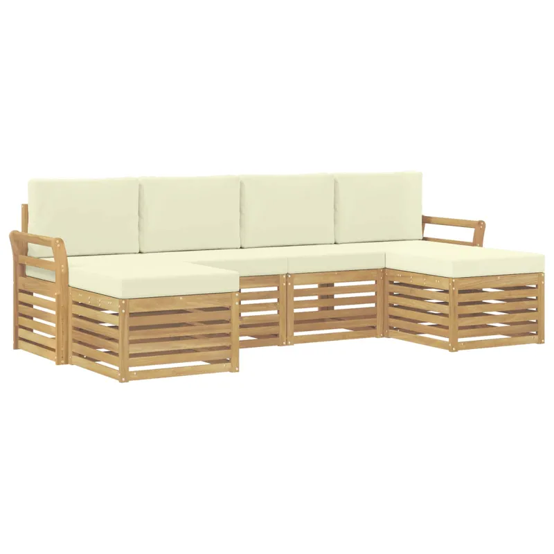 Lauko sofos komplektas 6 pcs Balta ir kreminė