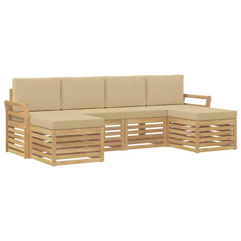 Lauko sofos komplektas 6 pcs Balta ir kreminė