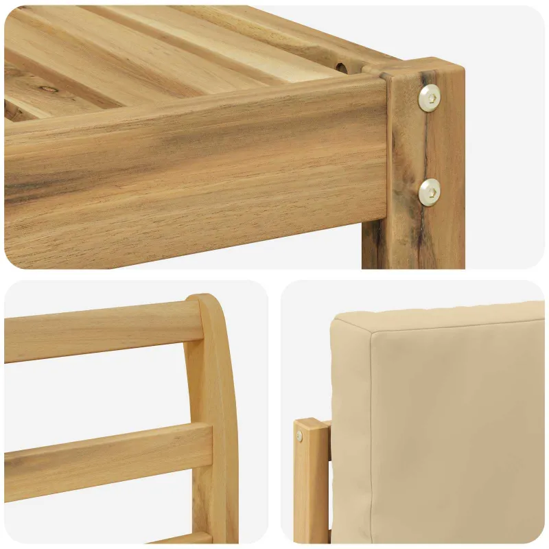 Lauko sofos komplektas 6 pcs Balta ir kreminė