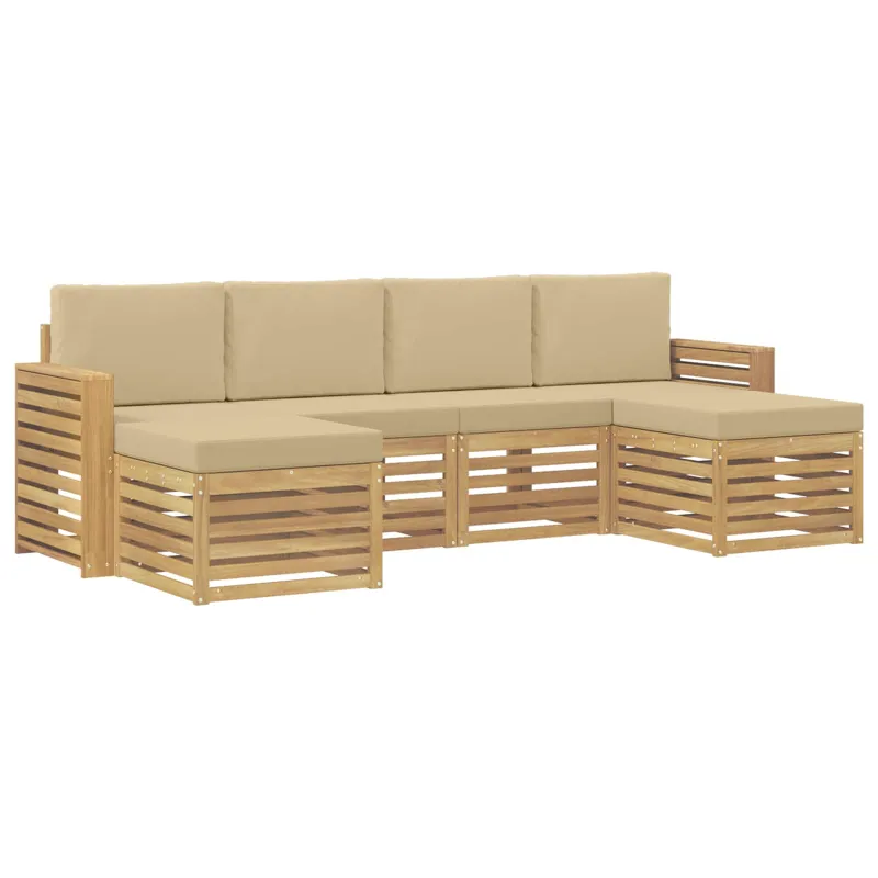 Lauko sofos komplektas 6 pcs Balta ir kreminė