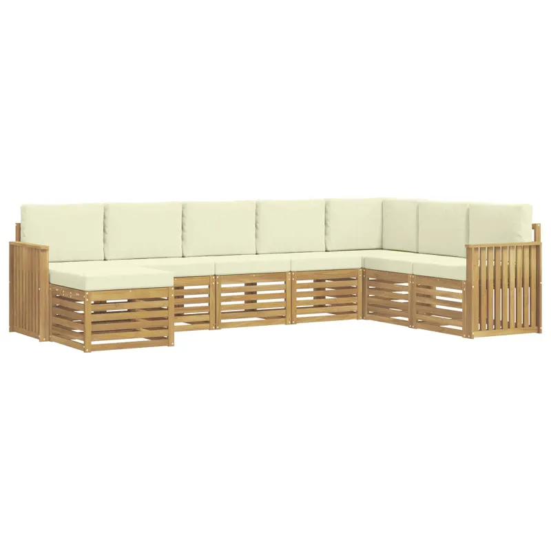 Lauko sofos komplektas 8 pcs Balta ir kreminė