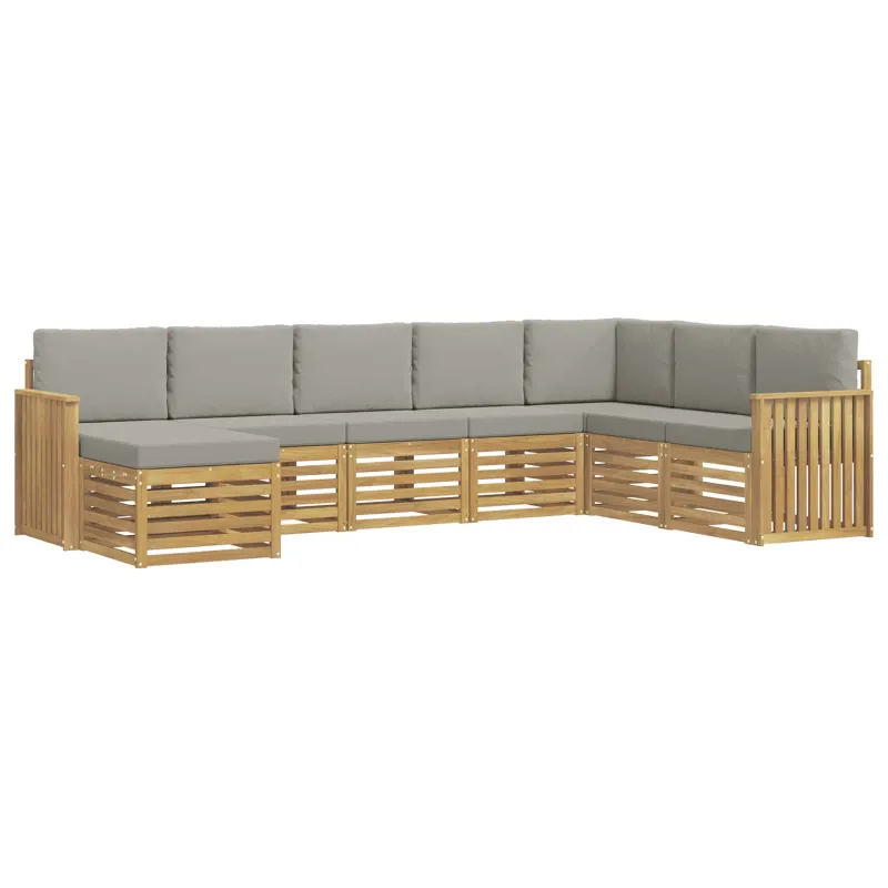 Lauko sofos komplektas 8 pcs Balta ir šviesiai pilka