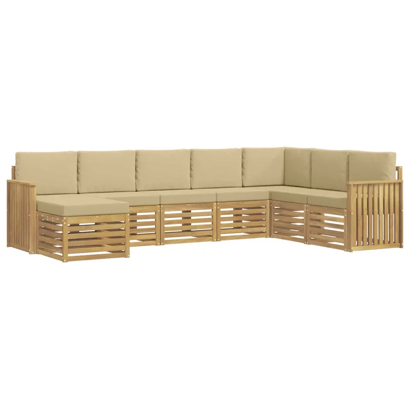 Lauko sofos komplektas 8 pcs Balta ir kreminė