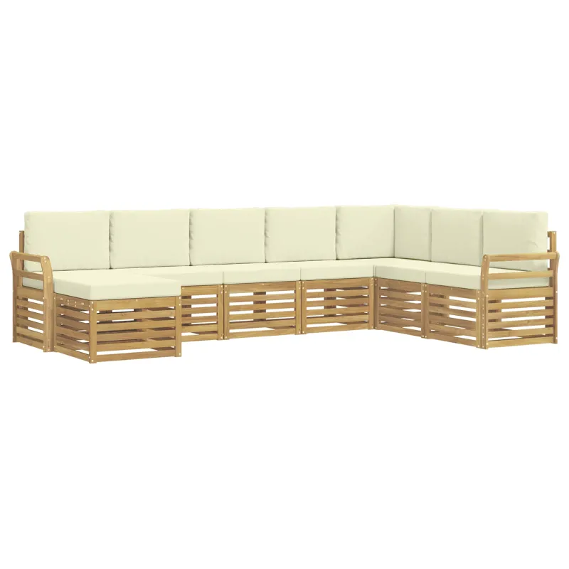 Lauko sofos komplektas 8 pcs Balta ir kreminė 308 x 190 x 73 cm