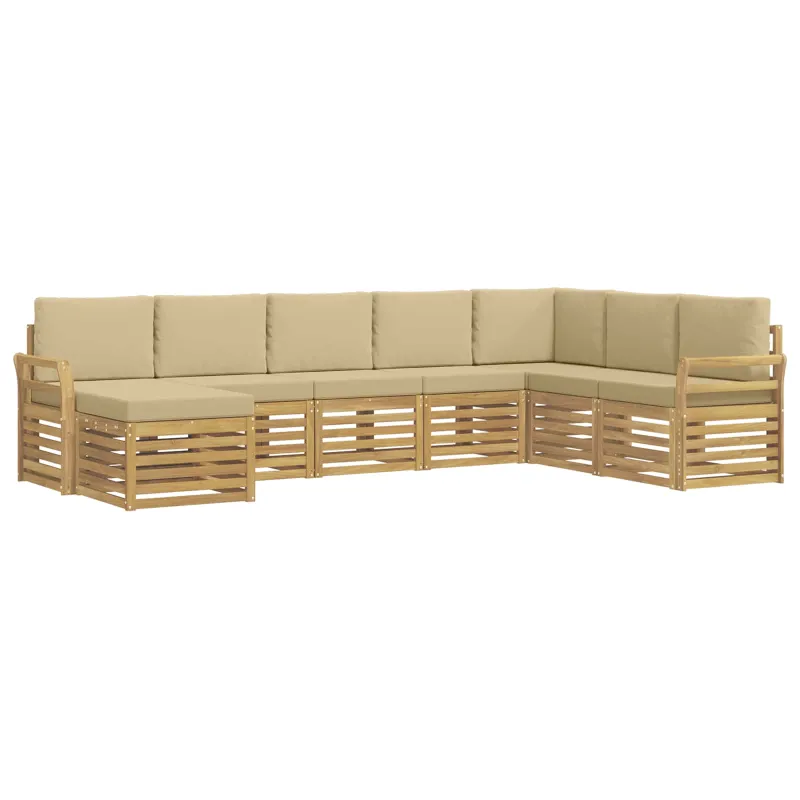 Lauko sofos komplektas 8 pcs Balta ir kreminė 308 x 190 x 73 cm