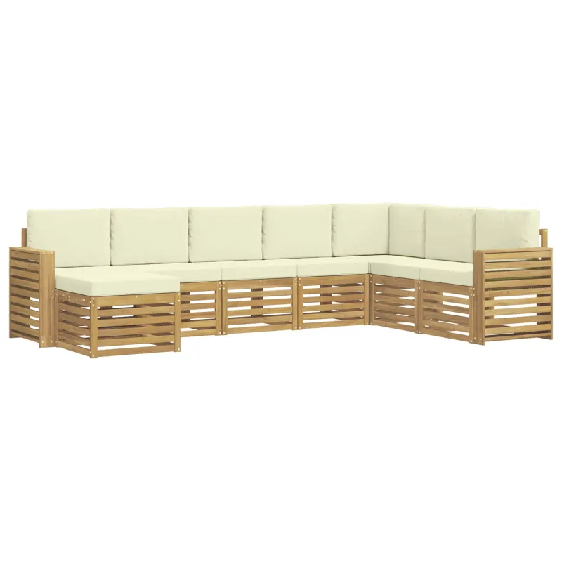 Lauko sofos komplektas 8 pcs Balta ir kreminė