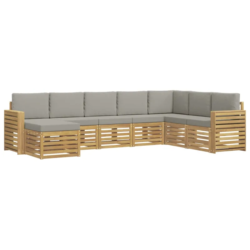 Lauko sofos komplektas 8 pcs Balta ir šviesiai pilka