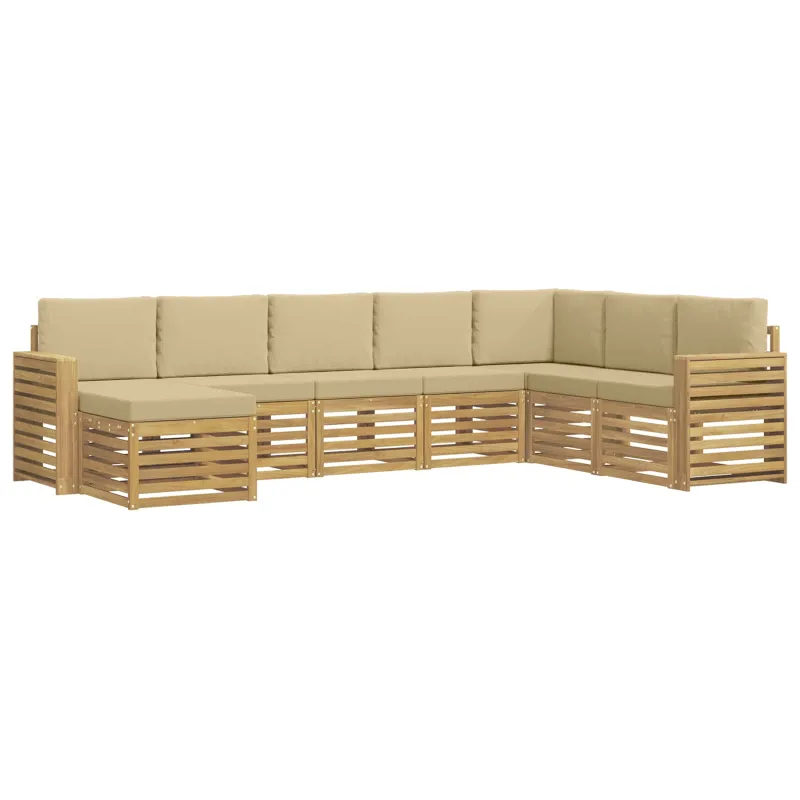 Lauko sofos komplektas 8 pcs Balta ir kreminė