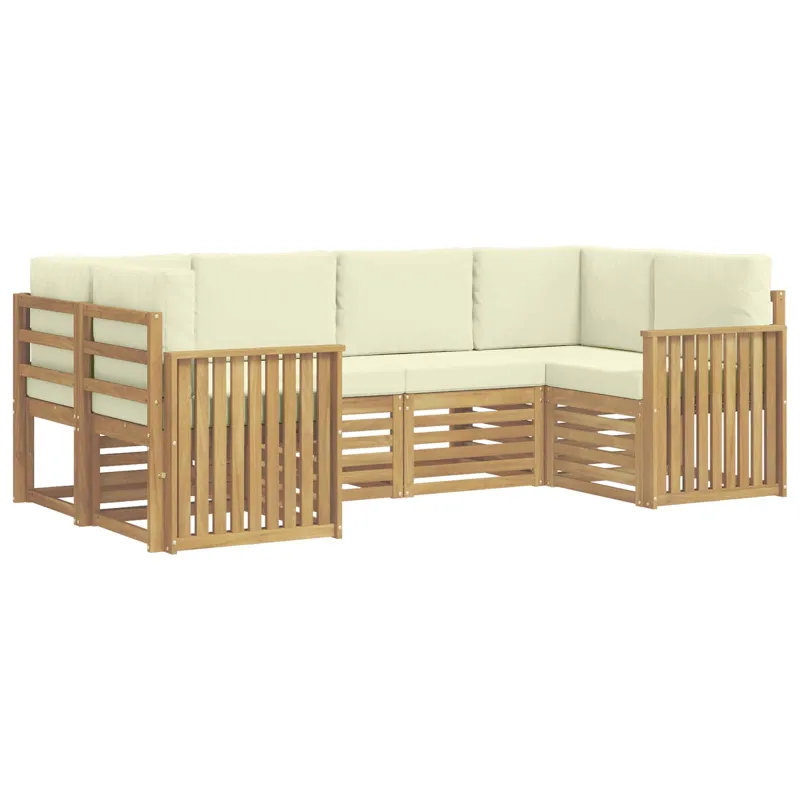 Lauko sofos komplektas 6 pcs Balta ir kreminė