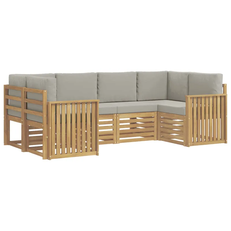 Lauko sofos komplektas 6 pcs Balta ir šviesiai pilka