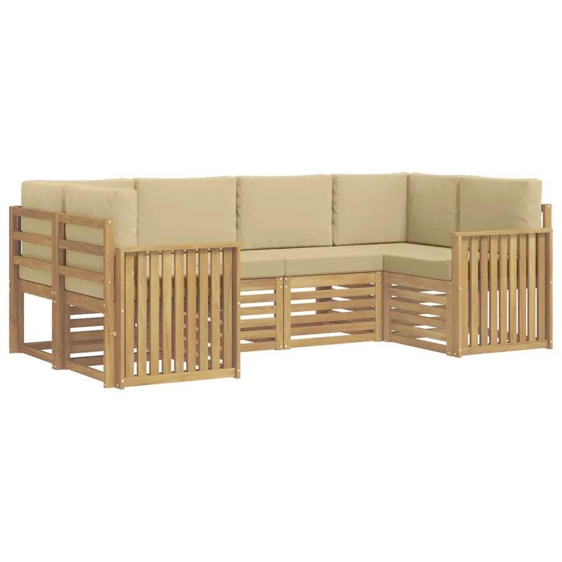 Lauko sofos komplektas 6 pcs Balta ir kreminė