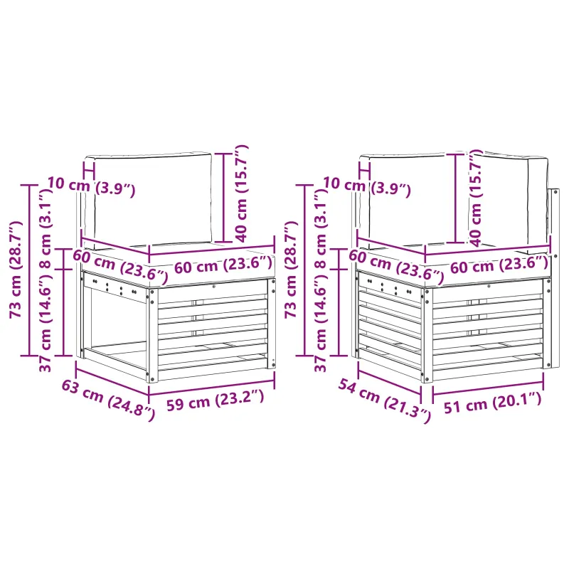 Lauko sofos komplektas 6 pcs Balta ir kreminė