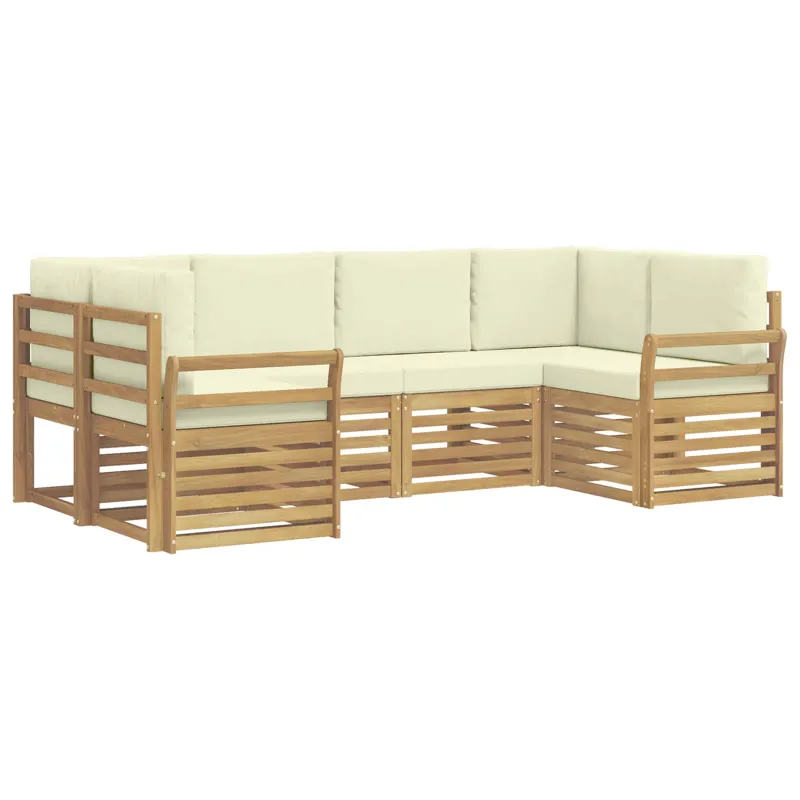 Lauko sofos komplektas 6 pcs Balta ir kreminė