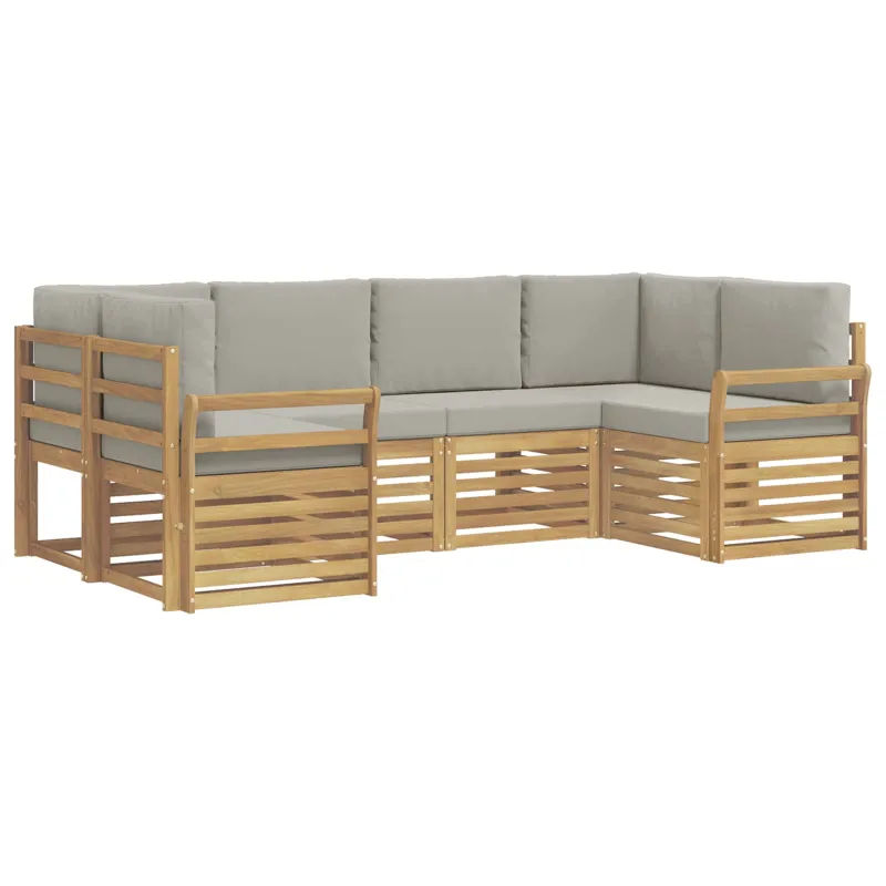 Lauko sofos komplektas 6 pcs Balta ir šviesiai pilka