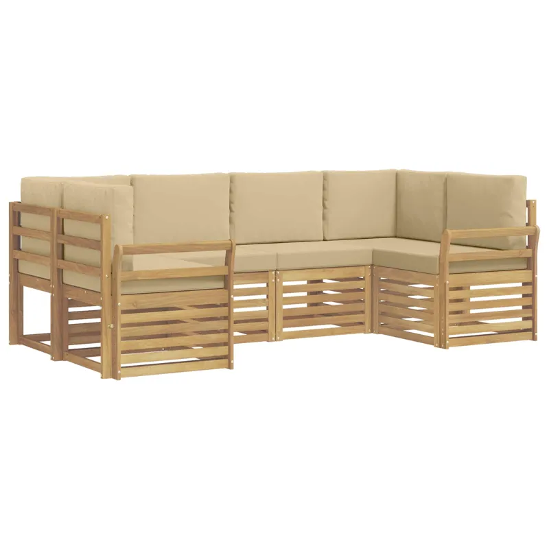 Lauko sofos komplektas 6 pcs Balta ir kreminė