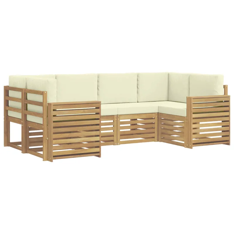 Lauko sofos komplektas 6 pcs Balta ir kreminė